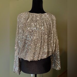 Gianni Bini Gold Sequin Blouse